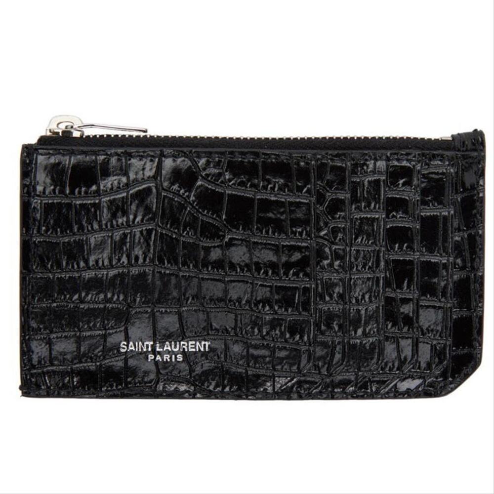 SAINT LAURENT Fragments crocodile effect leather zipped card holder coin case - Picture 3 of 7